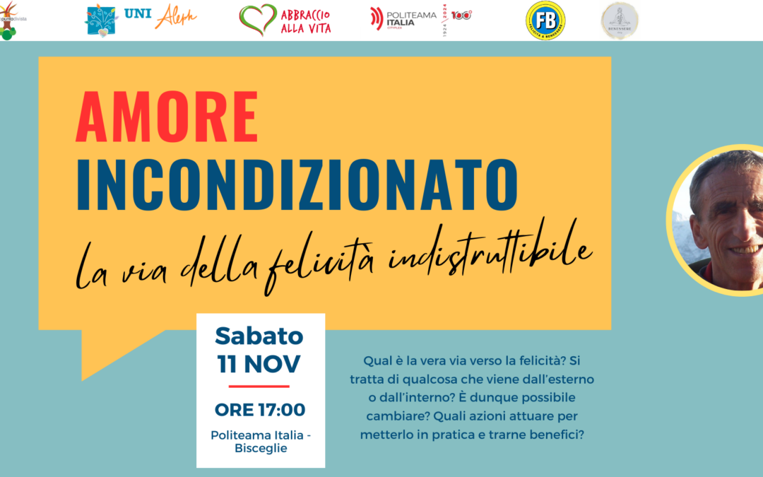 Mauro Scardovelli a Bisceglie per l’incontro Amore incondizionato: la via della felicità indistruttibile